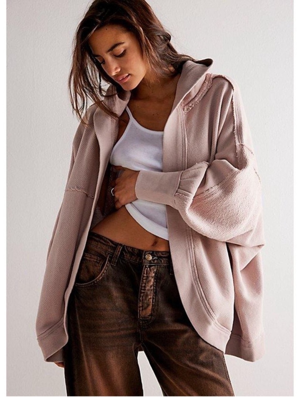 Free People Forever Yours Cardi Bloom Brown Medium